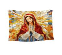 Virgin Mary Mosaic Flannel Throw Blanket | Religious Spiritual Decor Prayer & For C | Soft Blanket Meditation Plush