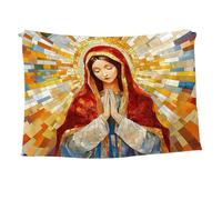 Virgin Mary Mosaic Flannel Throw Blanket | Religious Spiritual Decor Prayer Soft Blanket | Plush For C Meditation &