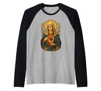 Virgin Mary | Mother Mary | Hail Mary | Our Lady Raglan Baseball Tee