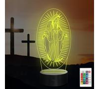 Virgin Mary Night Light, Okayera Religious Gifts for Women, 3D Illusion Optical LED Lamp with Remote Control 16 Color Change, Catholic Christian Gift for Women Mum
