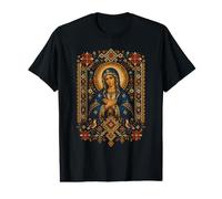 Virgin Mary Orthodox Prayer Folk Floral Sacred Icon Art Value Graphic T-Shirt