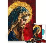 Virgin Mary Painting 1000 Piece Teenager Puzzles Brain Boosting Play Tight Interlock No Gaps Relaxing Indoor Group Activity (50x75cm)
