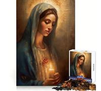Virgin Mary Painting Jigsaw 1000 Pieces for Teenagers Reasoning Skill Serene Escape Sharp Cut Thoughtful Gift (50x75cm)