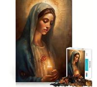 Virgin Mary Painting Jigsaw for Teenagers 1000 Pieces Memory Fun Game Smooth Burr Free Surface Birthday Gift Brain Teaser Toy (50x75cm)
