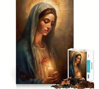 Virgin Mary Painting Jigsaw Puzzle 1000 Mental Recall Game High Accuracy Cutting Craft Interactive Brain Challenge for Home (38x52cm)