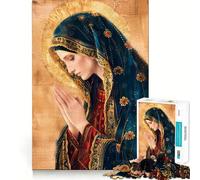 Virgin Mary Painting Jigsaw Puzzle 1000 Think Boost Game Tight Lock No Loose Pieces Interactive Brain Challenge for Home (50x75cm)
