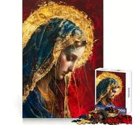 Virgin Mary Painting Jigsaw Puzzle for Teenagers 1000 Pieces Logical Think Tranquil Escape Seamless Lock Holiday Treat (38x52cm)