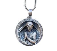 Virgin Mary Pendant,Stainless Steel Mary Mother of God Pendant - Fashion Holy Mary Charm, Retro Amulet Jewelry for Women Men, Refer to description, Metal, Unisex