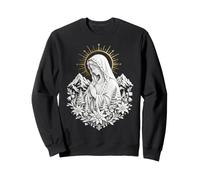 Virgin Mary Prayer Mountain Floral Sacred Catholic Icon Sweatshirt