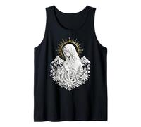 Virgin Mary Prayer Mountain Floral Sacred Catholic Icon Tank Top