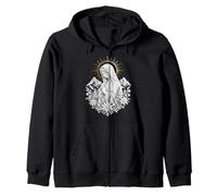 Virgin Mary Prayer Mountain Floral Sacred Catholic Icon Zip Hoodie