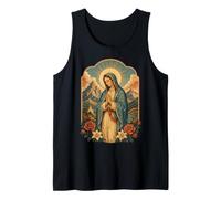 Virgin Mary Prayer Mountain Flowers Catholic Sacred Icon Tank Top