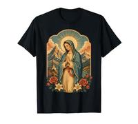 Virgin Mary Prayer Mountain Flowers Catholic Sacred Icon Value Graphic T-Shirt