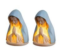 Virgin Mary Prayer Night Light,Elegant Religious Statue Lamp,LED Devotional Table Lamp,Soft Eye Protection Night Lights, Home Decor for Bedroom Living Room (2PC)