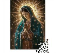 Virgin Mary Prayer Puzzle for Adults & Kids: Mary with Golden Halo Art 1000Pc Educational Games for Wall Decor 70x50cm/1000pcs