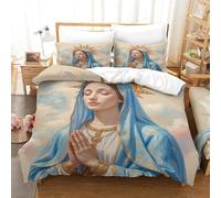 Virgin Mary Prayer-religious Icon Style Duvet Cover Set 3 PCS Hotel Quality Quilt Cover Bedding Bed Covers with Pillowcases with Zipper Closure Ultra Soft Anti Allergic Microfiber King（220x240cm）