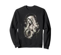 Virgin Mary Praying Monochrome Catholic Devotional Icon Sweatshirt