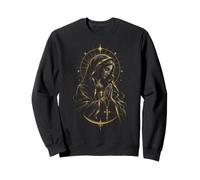 Virgin Mary Praying With Rosary Catholic Devotional Icon Sweatshirt