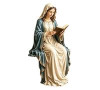 Virgin Mary Reading Bookshelf Statue, 18cm Hand-Painted Seated Catholic Sculpture, Elegant Religious Decor For Home Office Desk Living Room Shelf