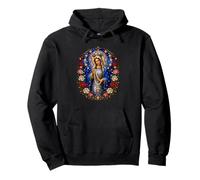 Virgin Mary Rosary Blue Mantle Catholic Devotional Icon Pullover Hoodie