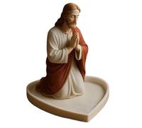 Virgin Mary Rosary Holder, 12X6CM Elegant Virgin Mary Statue Indoor, Blessed Mother Maria Figurines Praying Rosary Box, Our Lady of Grace Sculpture Jewelry Storage Desk Decoration, for Catholic Gift