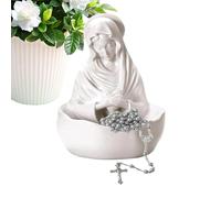 Virgin Mary Rosary Holder, Blessed Mother Virgin Mary Rosary Jewelry Holder, Religious Holy Blessed Figurine for Baptism Entrance Dining Table Home Mantel Christmas Shelf Desktop