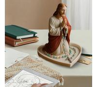 Virgin Mary Rosary Holder,Elegant Our Lady Prayer Rosary Box Religious Gift Catholic Gift, Mary and Jesus Heart Statue Tray for Prayer Beads,Bedroom Living Room Office Desktop Decoration