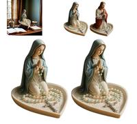 Virgin Mary Rosary Holder,Elegant Our Lady Prayer Rosary Box Religious Gift Catholic Gift,Our Lady of Grace Statue Tabletop Jewelry Holder,Holy Mother Figure for Home Office Shelf Decoration (S1*2)