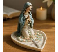 Virgin Mary Rosary Holder, Elegant Our Lady Prayer Rosary Box Religious Gift Catholic Gift Suitable For Bedroom Living Room Office Desktop Decoration Also Suitable For Personal Devotional (A)