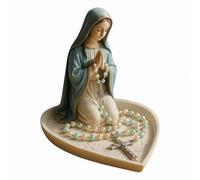 Virgin Mary Rosary Holder, Elegant Our Lady Prayer Rosary Box, Virgin Mary Statue Jewelry Holder, Catholic Gift Suitable For Bedroom Living Room Office Desktop Decoration (A)
