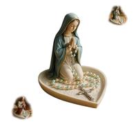 Virgin Mary Rosary Holder,new Jesus Elegant Our Lady Prayer Box Decor Religious Necklaces and Rings Catholic Jewelry Stand Gift For Bedroom Living Room Office Desktop Decoration Beads (A)