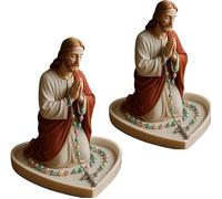 Virgin Mary Rosary Holder, Our Lady of Grace Statue Tabletop Rosary Jewelry Holder, Virgin Mary Statue, Holy Mother Figure, Catholic Home Decor, Holy Religious Gifts for Mom (B 2PCS)