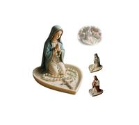 Virgin Mary Rosary Holder,Sacred Catholic Sculpture Religious Blessed Statue,Elegant Our Lady Prayer Resin Jewelry Box for Necklace Rings,Christian Catholic Gift for Religious Home Desktop Decor