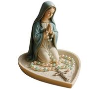 Virgin Mary Rosary Holder, Virgin Marys Jewelry Holder, Elegant Our Lady Prayer Rosary Box, Tabletop Home Decor, Catholic Religious Gift for Bedroom, Living Room, Office Desktop Decoration (A)