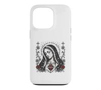 Virgin Mary Sacred christian Heart Gothic Catholic Roses Case for iPhone 13 Pro