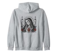 Virgin Mary Sacred christian Heart Gothic Catholic Roses Zip Hoodie
