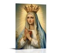 Virgin Mary Sacred Heart Wall Art Canvas Poster, Catholic Religious Picture Prints, Sacred Devotional Wall Decor for Living Room Prayer Room Home Chapel Bedroom Entryway Hallway 08x12inch(20x30cm)