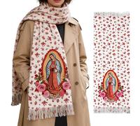 Virgin Mary Scarf - Soft Warm Floral Pattern Catholic Shawl | Cotton Blanket For Women, Shawls For Prayer, Travel, Hotel, Garden, Indoor And Outdoor, Thanksgiving Party, S, a, Se référer au descriptif