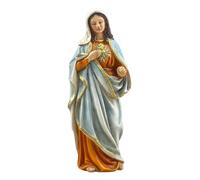Virgin Mary Statue, Immaculate Heart Resin Figurine, Blue, Amber and Gold | Hand-Painted Resin | 5.4 x 4.5 x 13.9 cm | 2.13 x 1.77 x 5.47 in | Blue, Amber and Gold | Christian Home Decor | 1 Piece