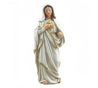 Virgin Mary Statue, Immaculate Heart Resin Figurine, White and Gold | Hand-Painted Resin | 5.4 x 4.5 x 13.9 cm | 2.13 x 1.77 x 5.47 in | White and Gold | Christian Home Decor | 1 Piece