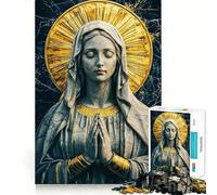 Virgin Mary Statue Jigsaw Puzzles 1000 Recall Fun Play Burr Free Clean Cut Pieces Portable Travel Friendly Fun Game (38x52cm)