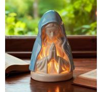 Virgin Mary Statue Lamp, Resin Blessed Mother Mary Night Light, Handmade Virgin Catholic Decor Table Lamp, Soothing Warm Lighting for Home Birthday Nursery Room Bedside Decoration