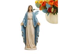 Virgin Mary Statue, Virgin Mary Figurine, Holy Mother Figure Compact Display Design, Resin Religious Sculpture Fine Detail Build, Spiritual Home Decoration with Prayer Function 6.3x3.94 inches