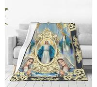 Virgin Mary Throw Blanket Mother of God Blanket Religious Gifts for Women Man Christian Faith Prayer Catholic Scripture Decor Blanket Warm Soft Plush Fleece Flannel Blanket for Adults Kids 80"X60"