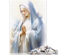 Virgin Mary Watercolor Painting Puzzle for Adults And Teenagers 1000 Pieces Wood Puzzles for Adults& Teens Age 12 Years Up 1000pcs (75x50cm)