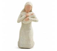 Virgin Mary with Baby Jesus Statue 5.91 Inch, Resin Madonna and Child Figurine, Faceless Blessed Mother Holding Infant Jesus Sculpture, Catholic Gift, Christian Religious Decor for Shelf, Mante