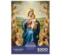 Virgin Mary with Child 1000 Pieces Jigsaw Puzzle Classic Jigsaw Puzzle Recycled Cardboard Family Lovers Holiday Activity Indoor Leisure Cognitive Development 70x50cm/1000pcs