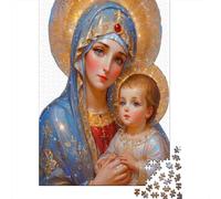 Virgin Mary with Child 1000Pc Adult Jigsaws: Crowned Mary with Child for Adults Challenging & Brainteasing Puzzle Games 70x50cm/1000pcs