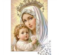 Virgin Mary with Child Puzzle for Adults & Age 14 Up: Mary Holding Child with Veil Fun Present & Activity for Home Gift 38x26cm/1000pcs