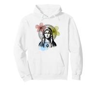 Virgin Mary with Vintage Flowers graphic Pullover Hoodie
